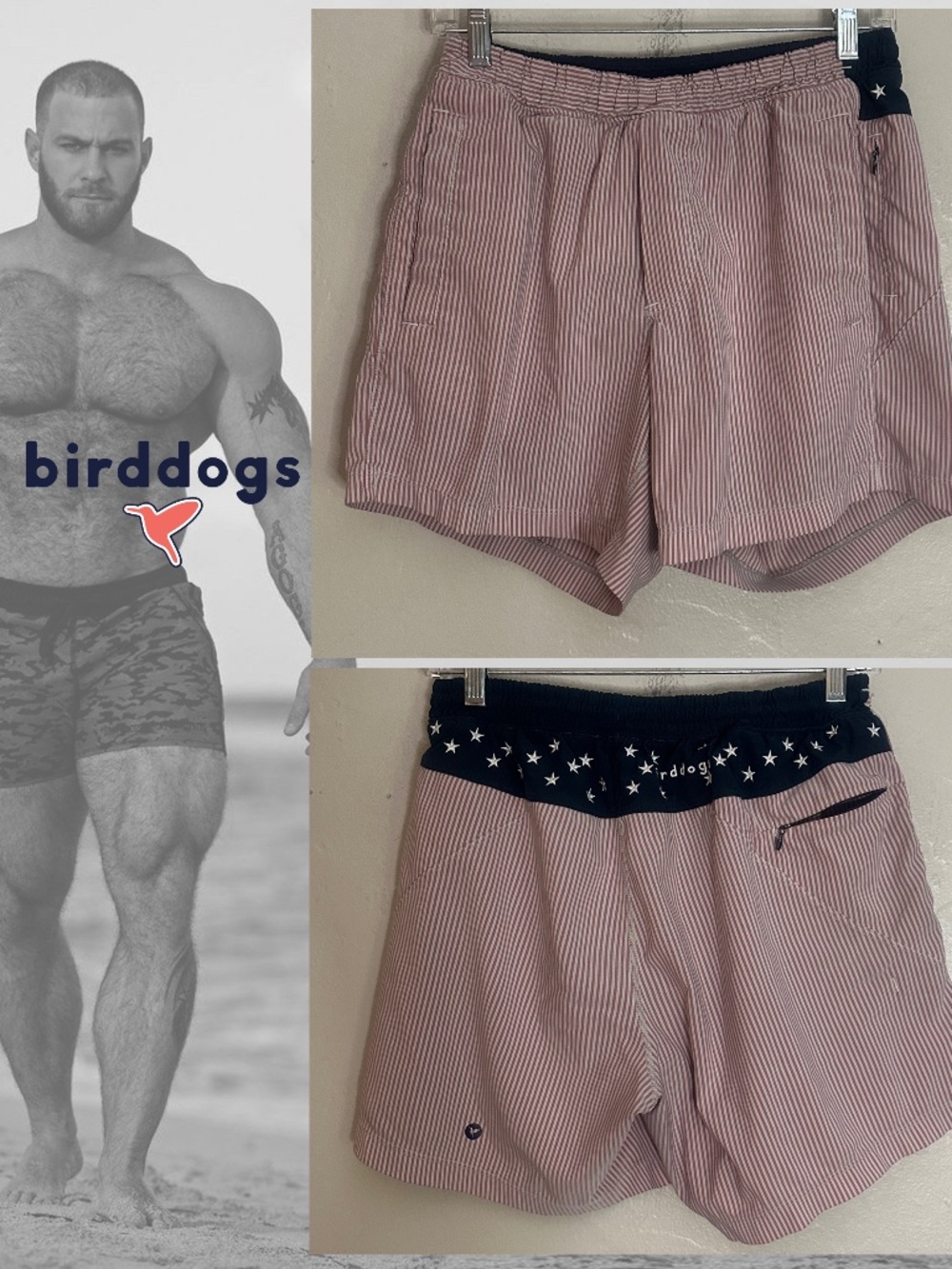 Birddogs Swim/Gym Shorts Medium Gently worn 89% polyester/11% spandex